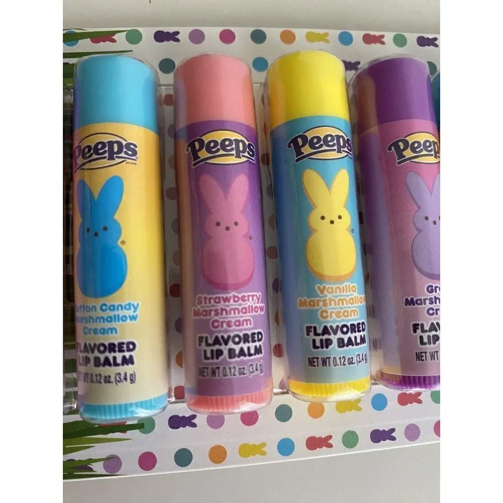 8 Pack Peeps Flavored Lip Balm‎ Easter Basket Stuffer Cotton Candy Vanilla Grape